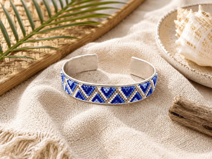 Bracelet bleu et argenté 