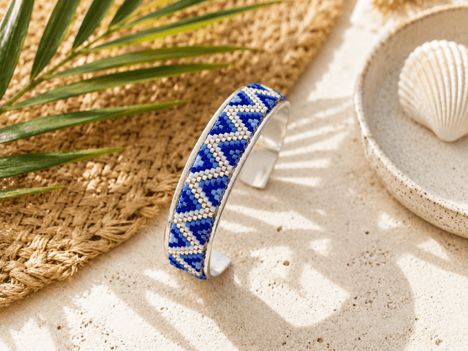 Bracelet bleu et argenté 