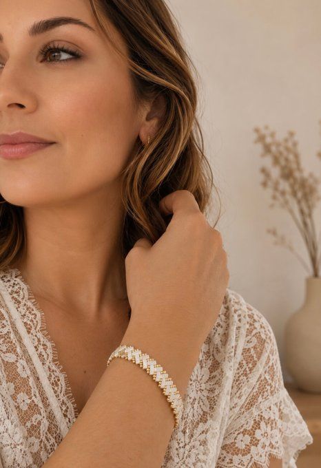 Bracelet chevron blanc nacré