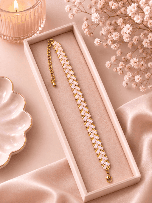 Bracelet chevron rose pale 