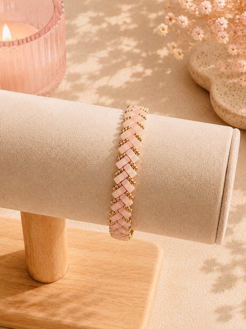 Bracelet chevron rose pale 