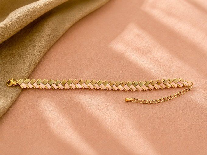 Bracelet chevron kaki irisé 